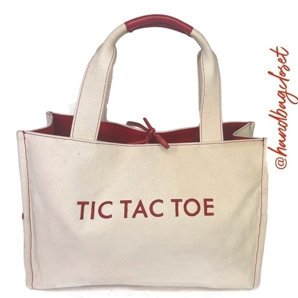 Kate Spade New York Mason Long Handles "TIC TAC TOE" "CHECKERS" Canvas Game Tote - Picture 13 of 16